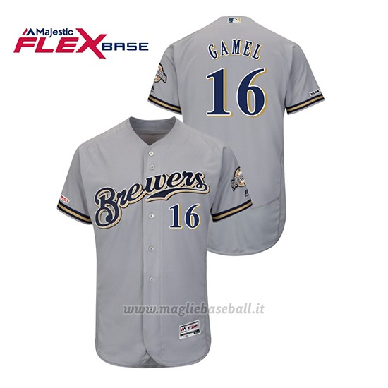 Maglia Baseball Uomo Milwaukee Brewers Ben Gamel 150th Aniversario Patch Autentico Flex Base Grigio